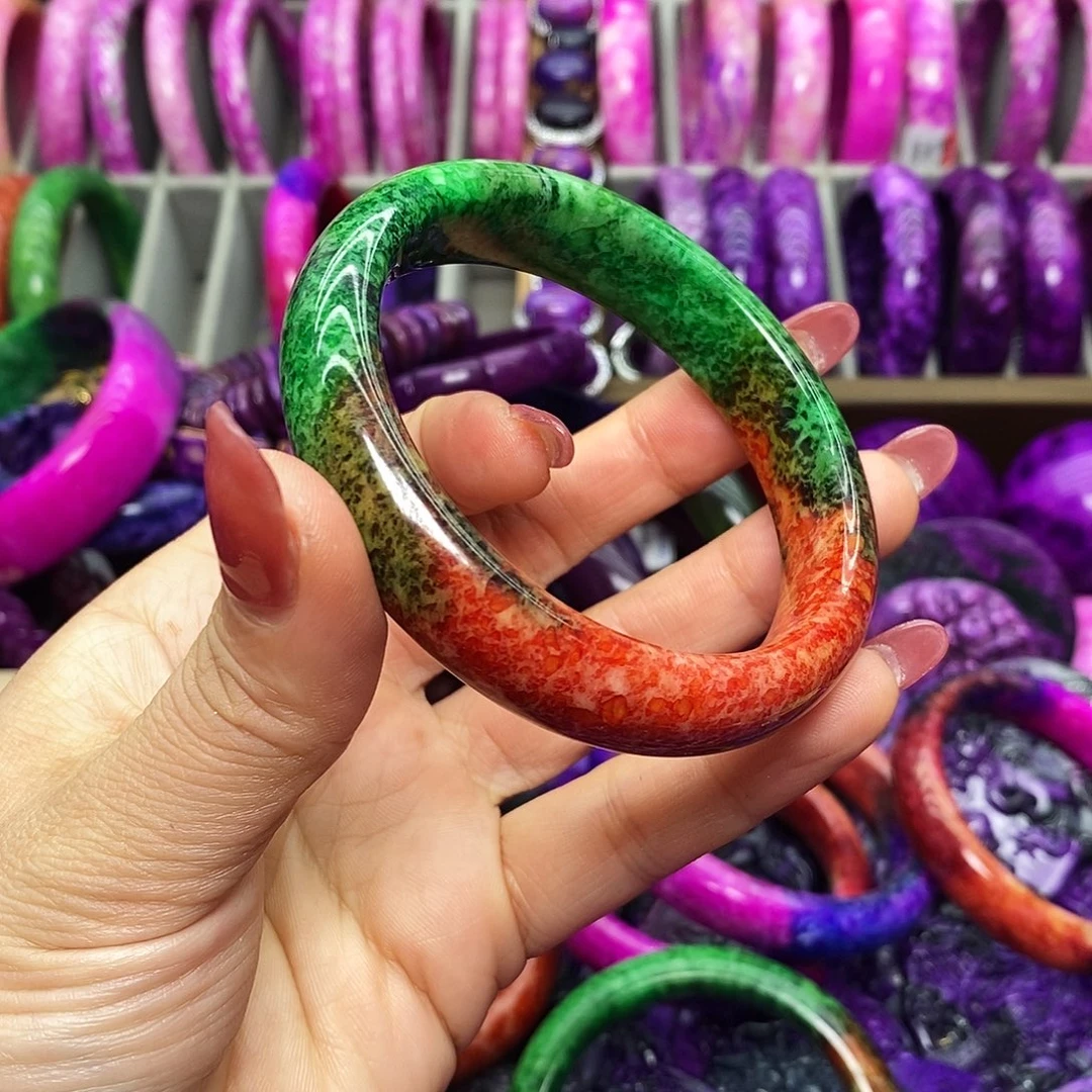 喜***物珐琅非金属绿舒和橙色手镯62