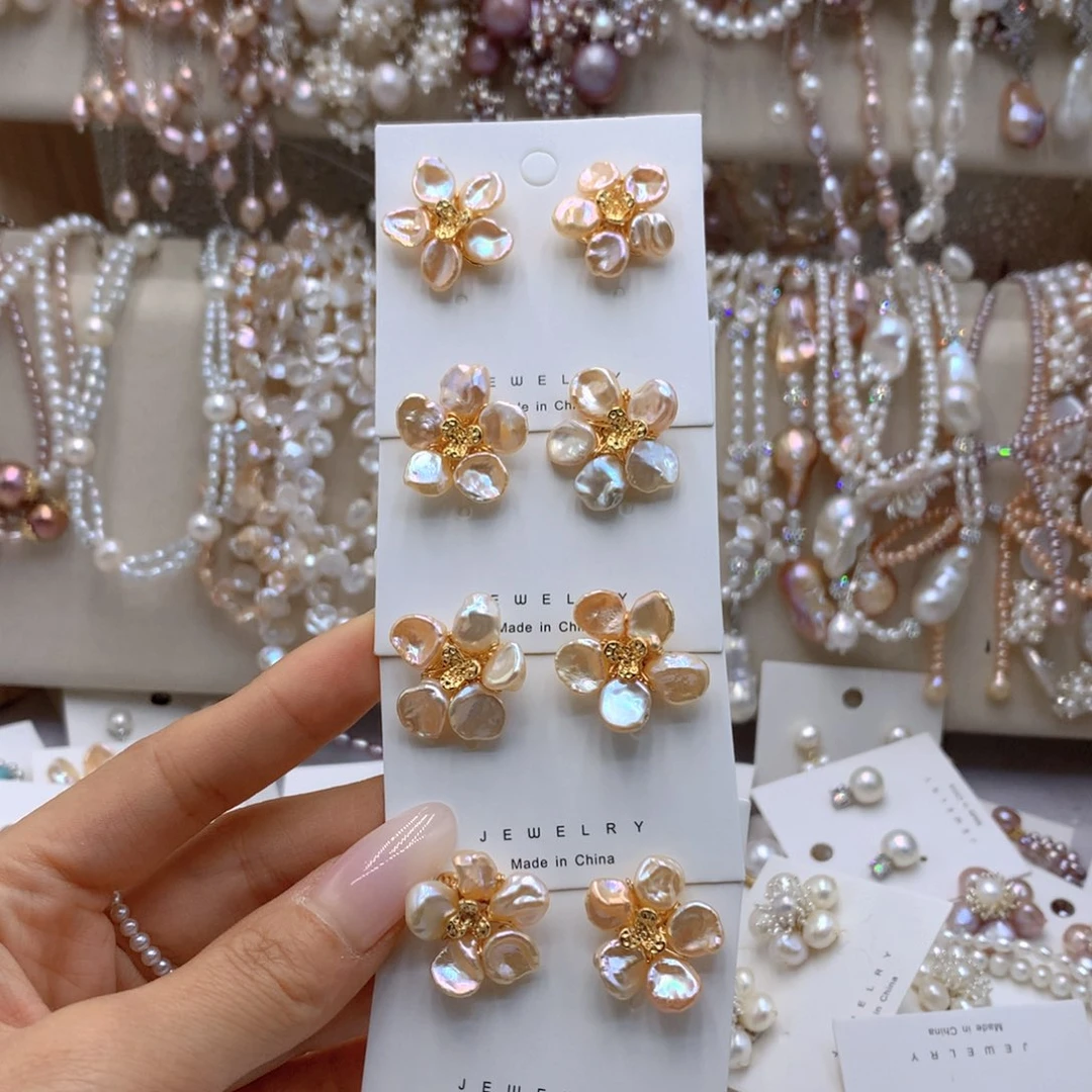 淡水珍珠耳饰银S925镶嵌