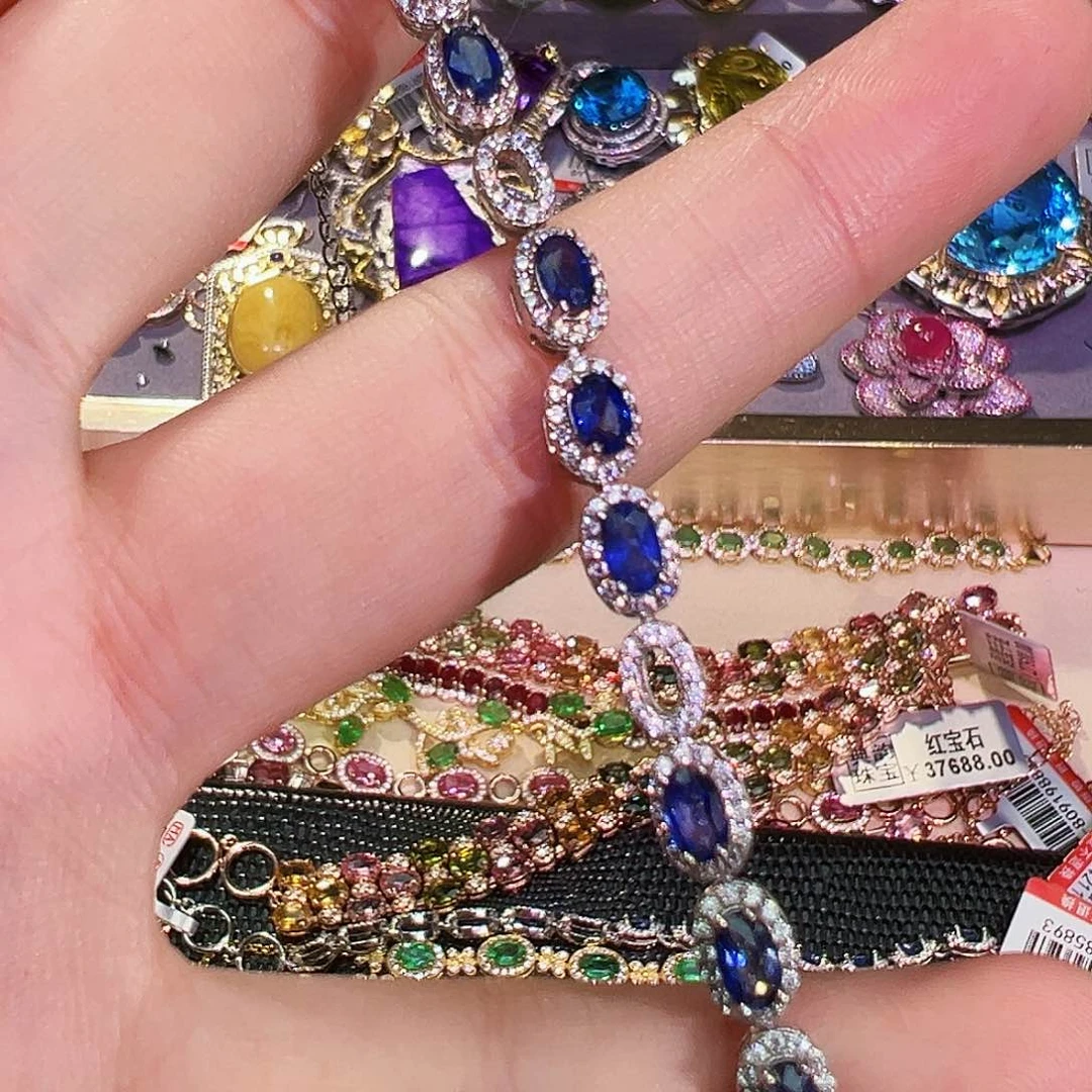 蓝宝石蓝宝石银S925镶嵌