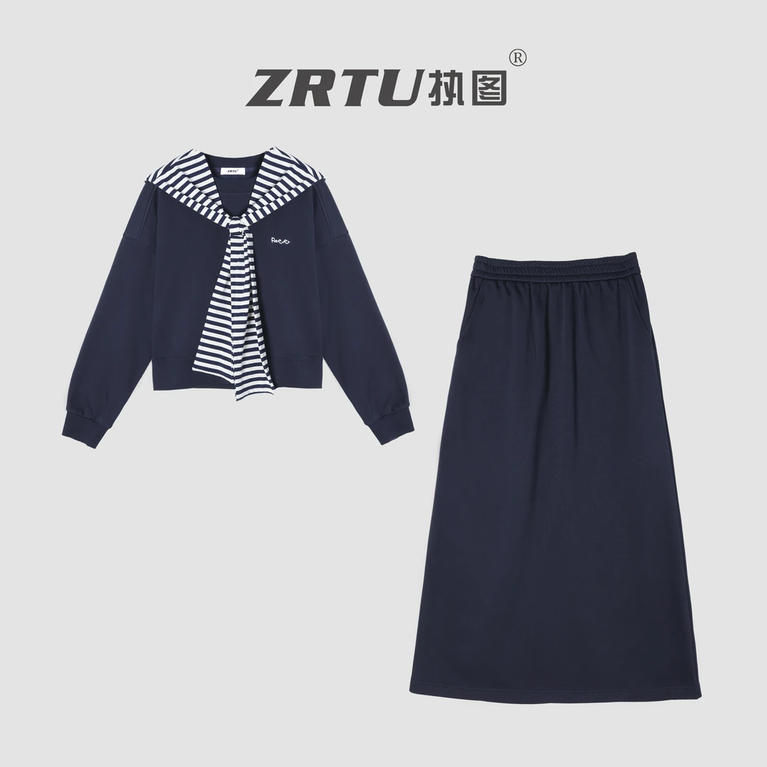 ZRTU/执图2025秋款时尚套装三件套独立披肩长袖运动风