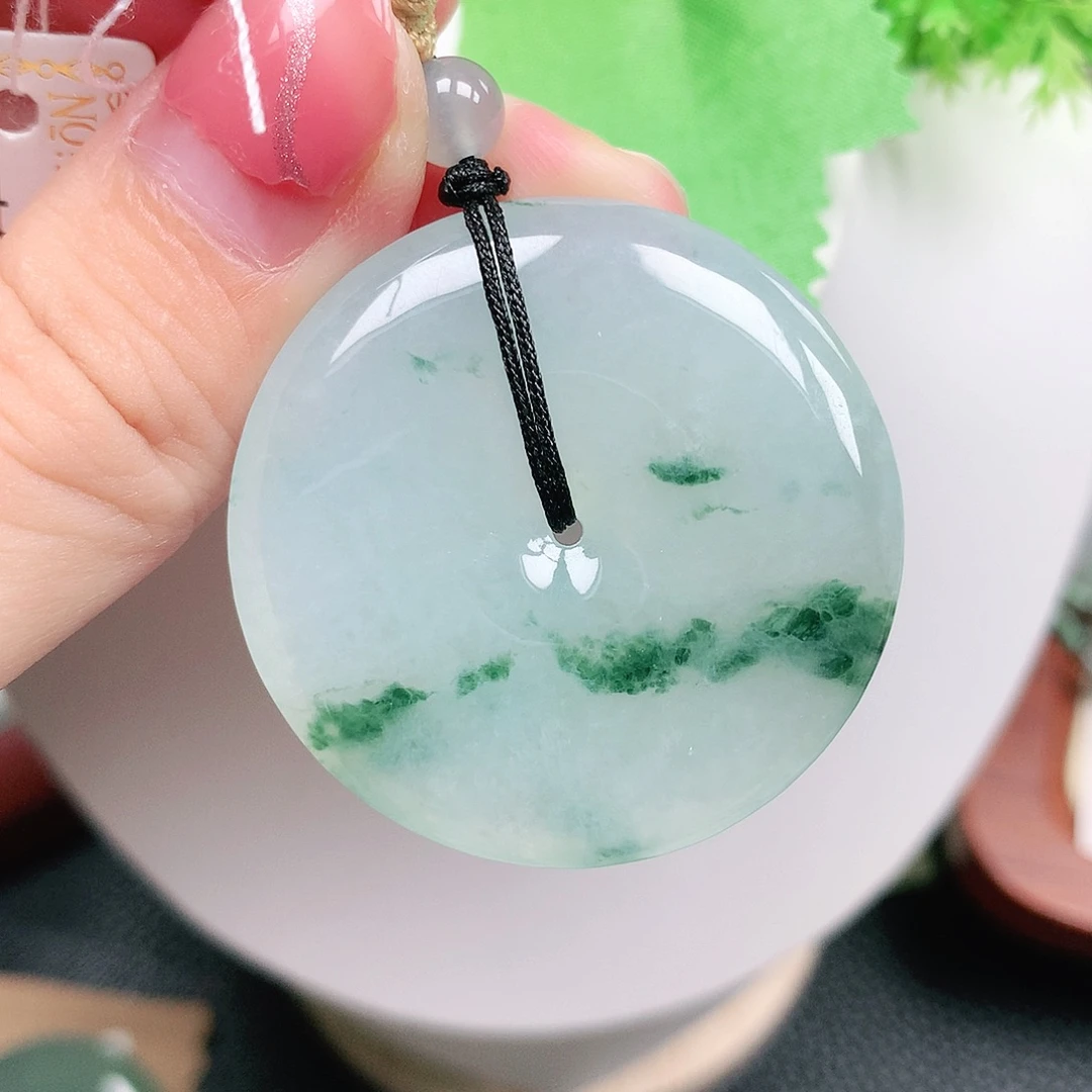 翡翠未镶嵌颈饰平安37.8-5.6