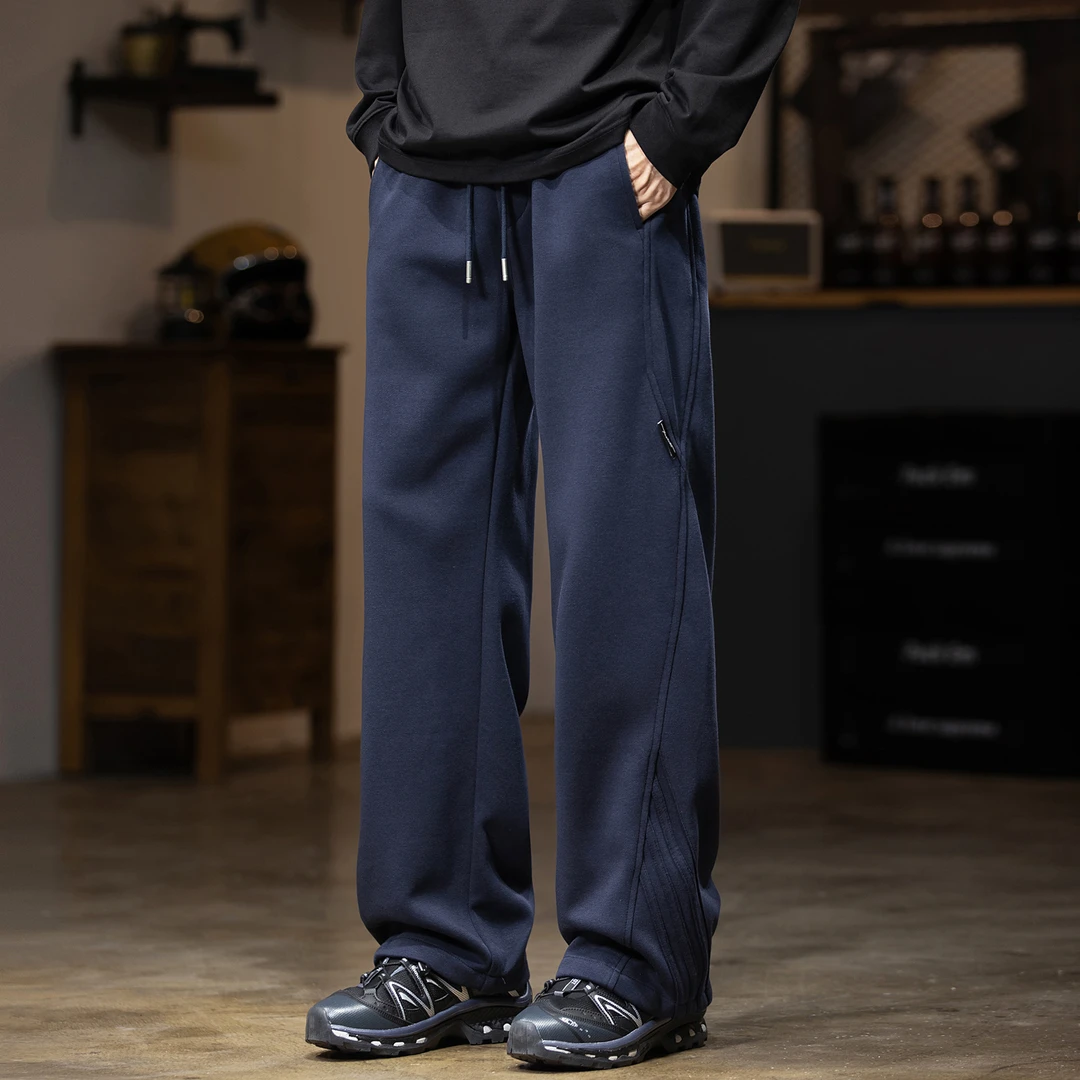 法国Cebrodz宽松阔腿针织休闲长裤男士夏季美式直筒百搭长裤潮