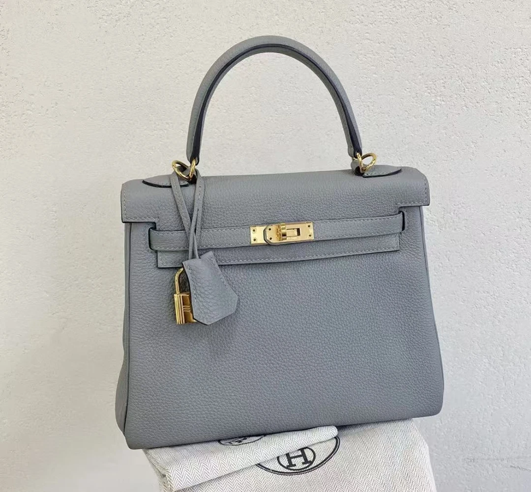 99新 Hermes/爱马仕 【小池专属】Kelly25海鸥灰金扣togo皮A刻