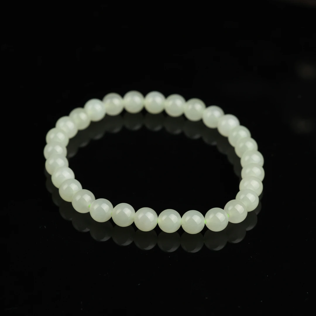 【玉福珠宝】和田玉晴水圆珠手串-S3732-冰