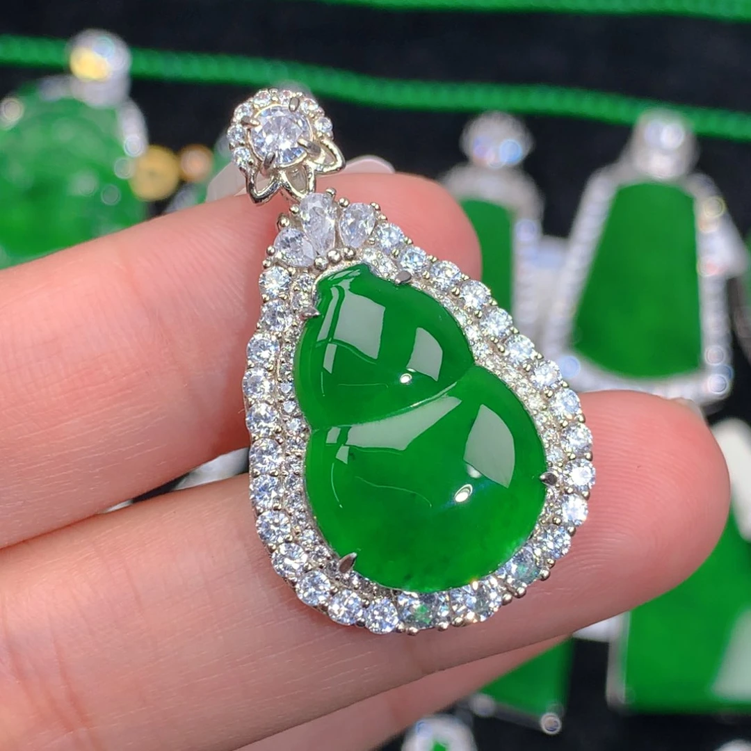 翡翠吊坠(不含链)银S925镶嵌