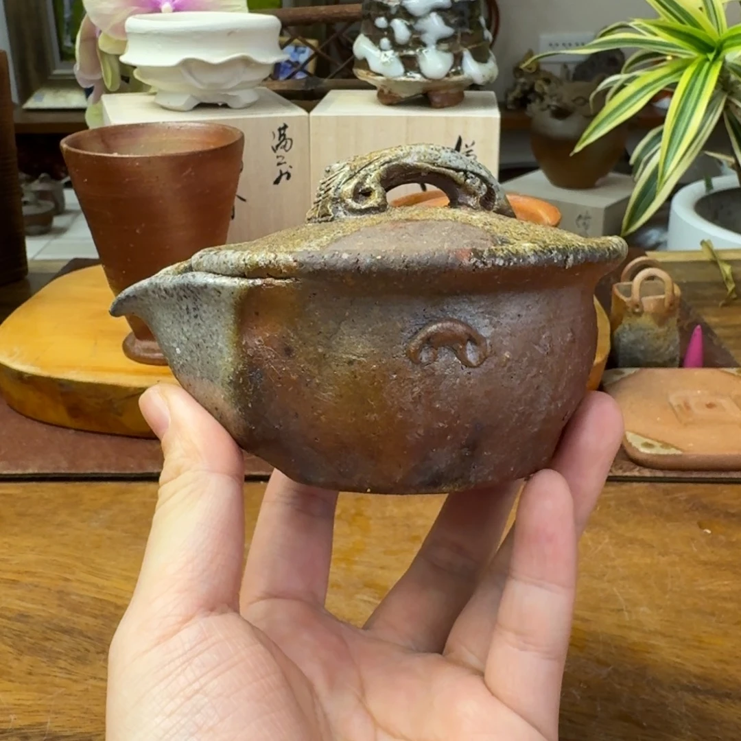 大***雁柴冈信义备前烧手捻宝瓶福利一口价