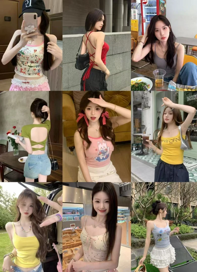 秋冬夏季爆款纯欲吊带背心带胸垫内搭可外穿百搭带胸垫8759