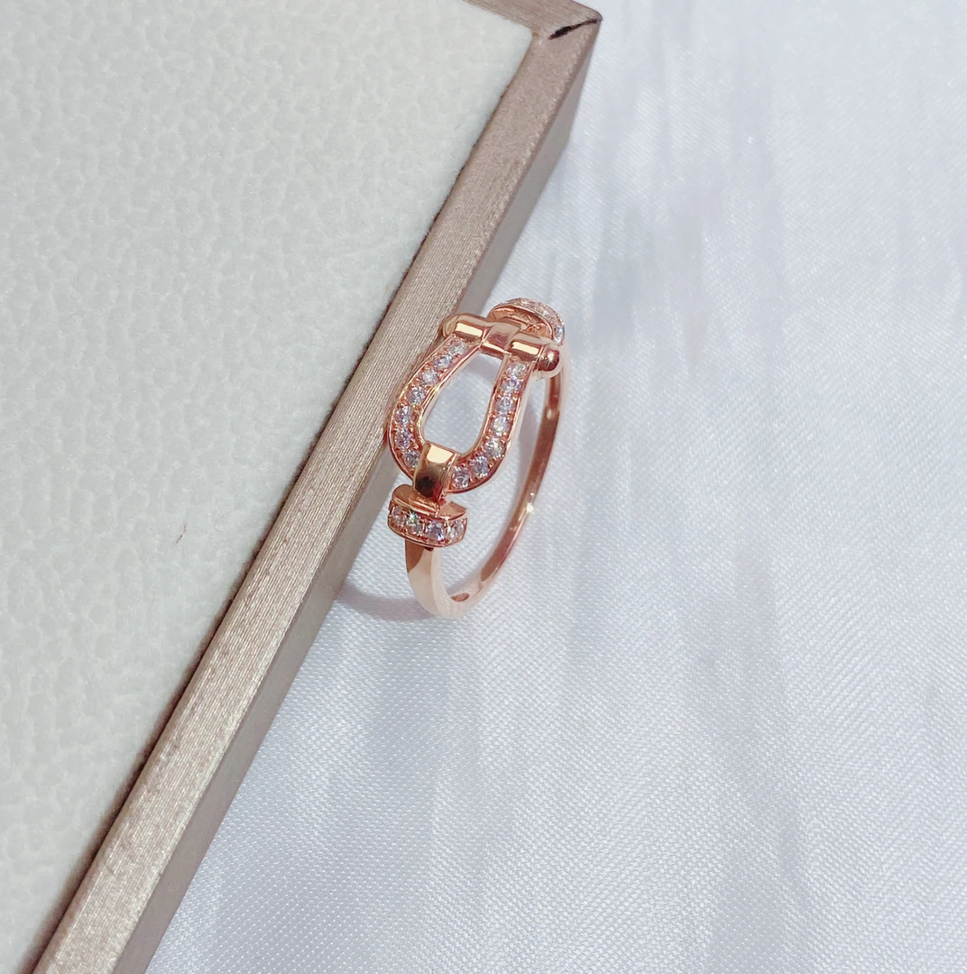 18K金马蹄戒指新品气质轻奢风马蹄戒