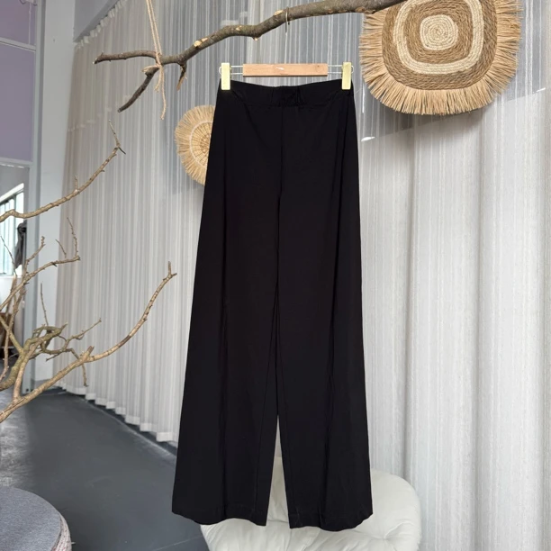 0134黑色直筒百搭调性高级垂感休闲裤