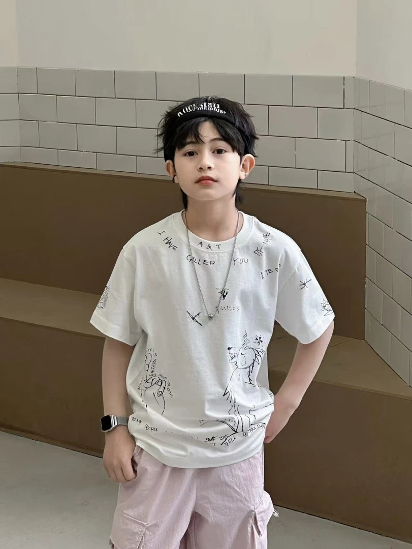 XT2283白色高货T恤【120-160】