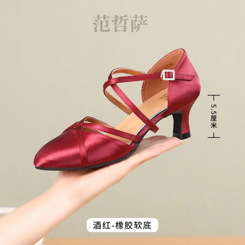 新款摩登舞鞋女成人中低跟拉丁广场跳舞鞋软底交谊舞蹈鞋表演夏季