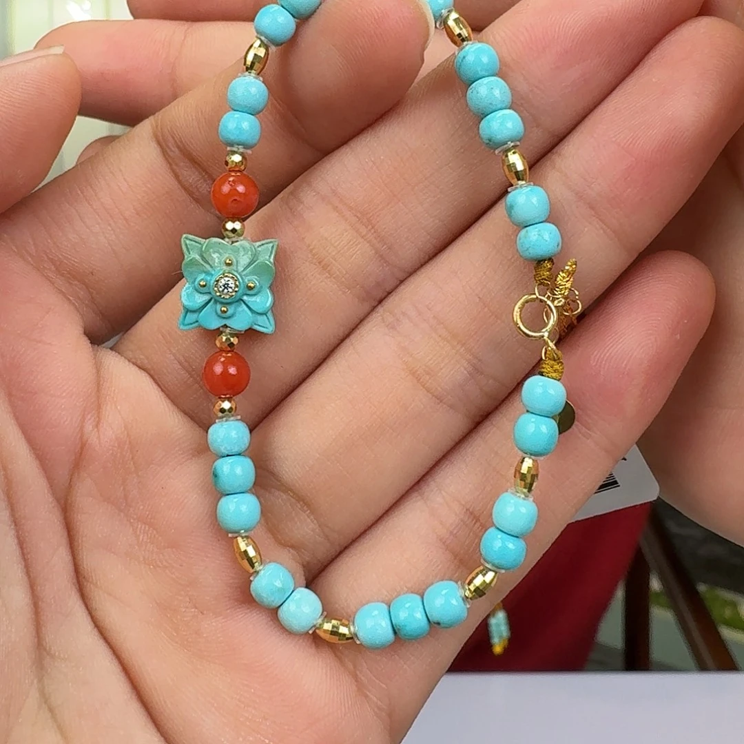 绿松石18K金镶嵌珠宝奇石