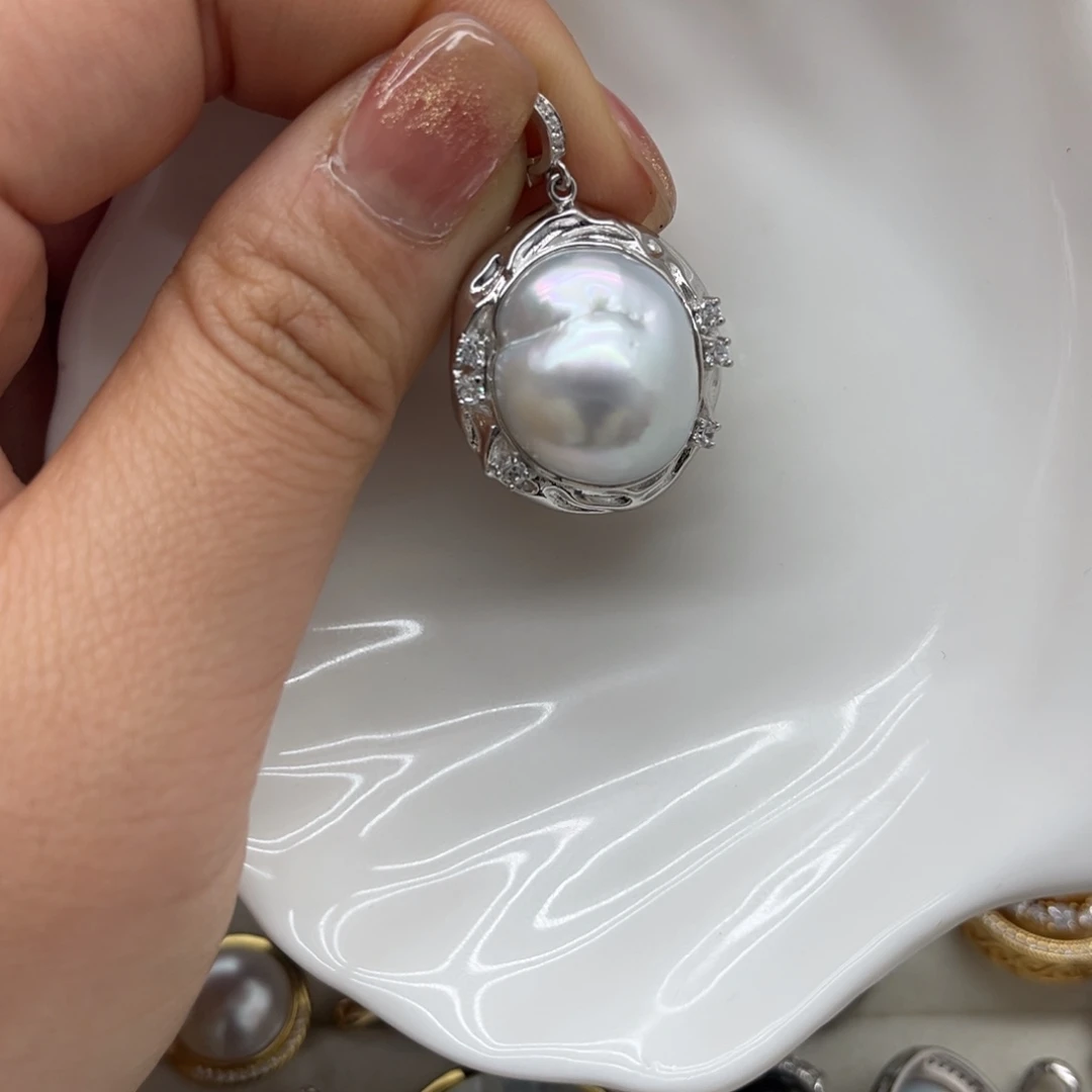 海水珍珠吊坠(不含链)银S925镶嵌