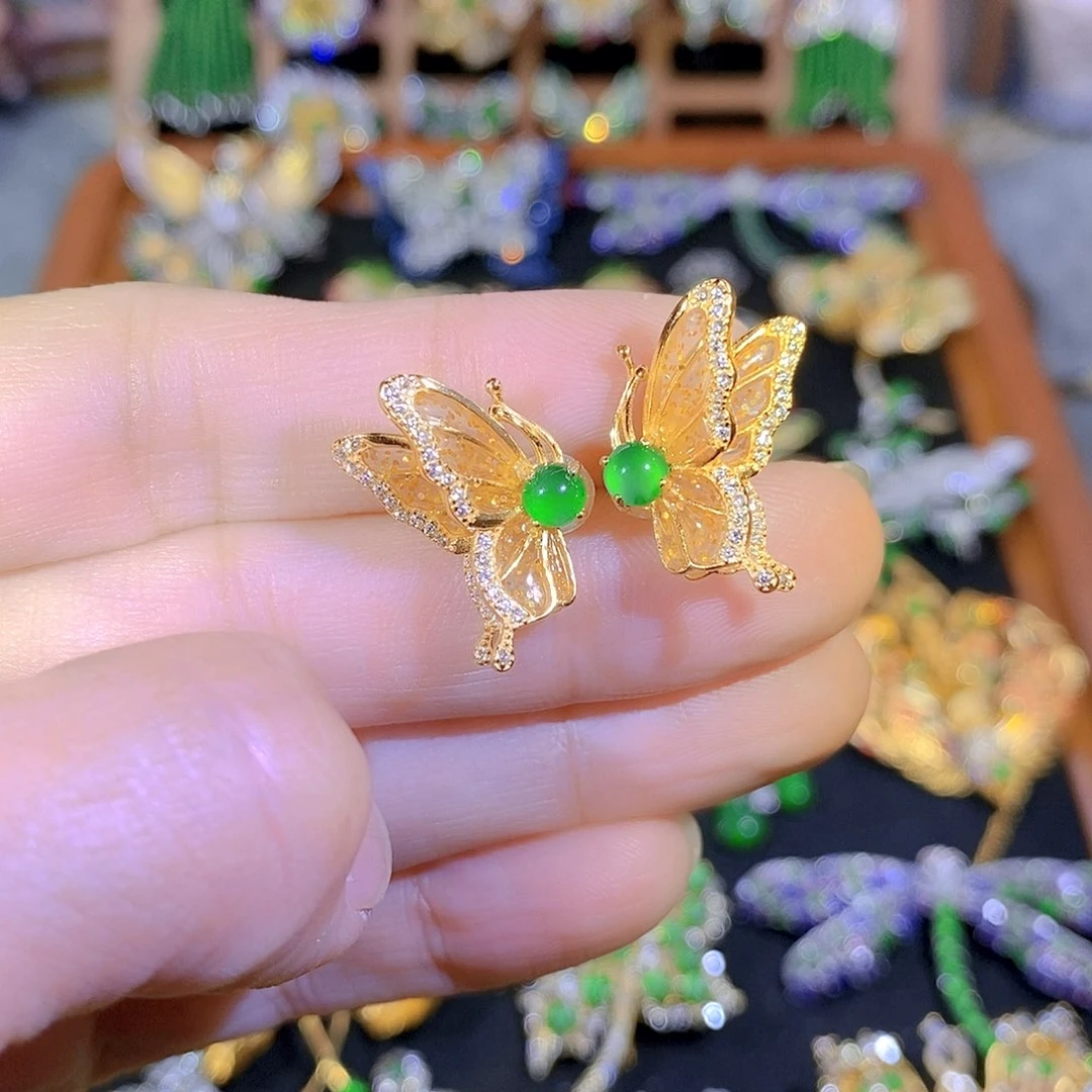 吊坠(不含链)银S925镶嵌翡翠