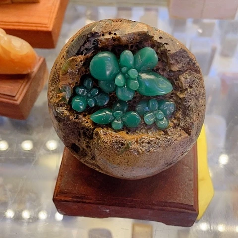 四川石雅安绿多肉摆件