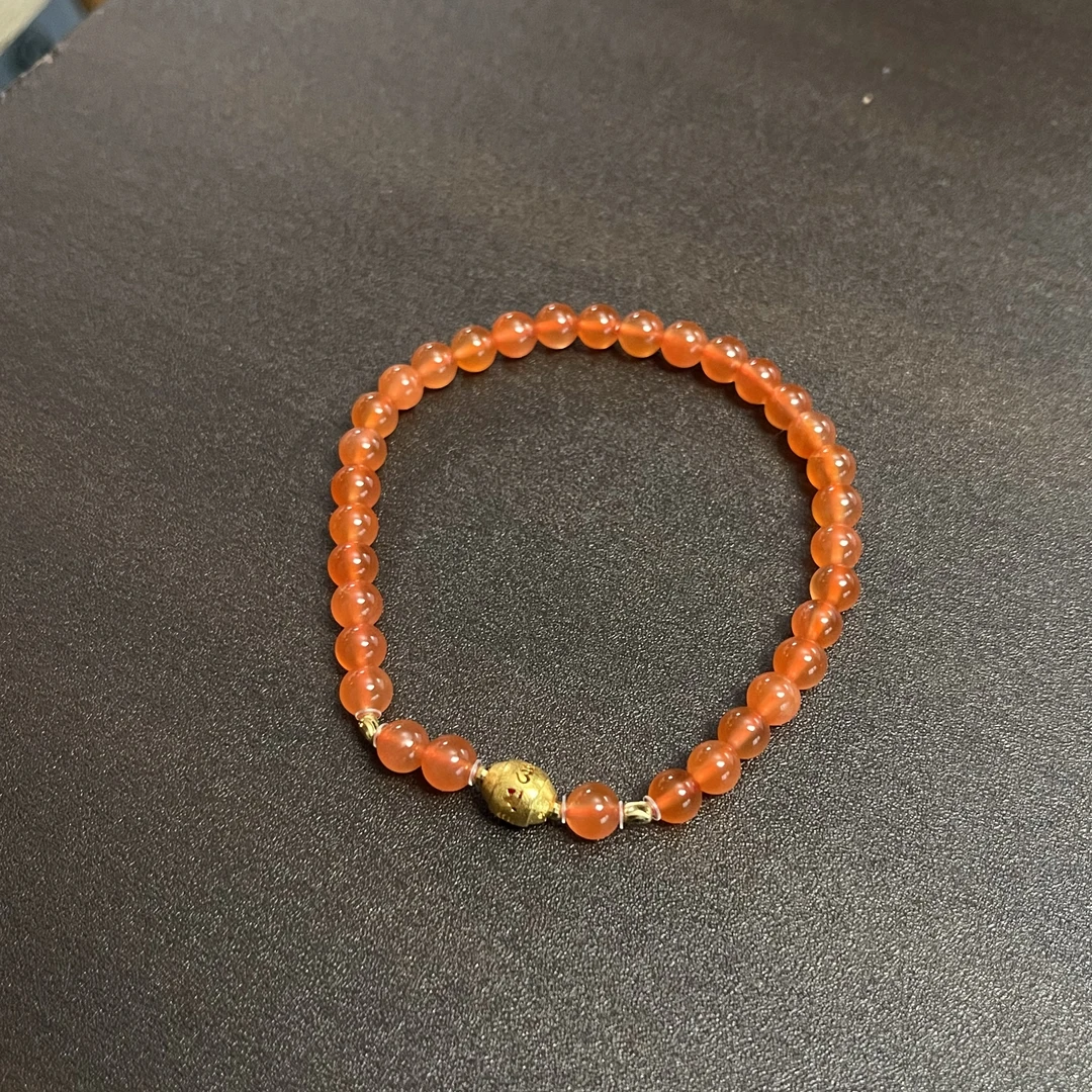 【不二】南红冰红18K金DIY单圈手串5mm±