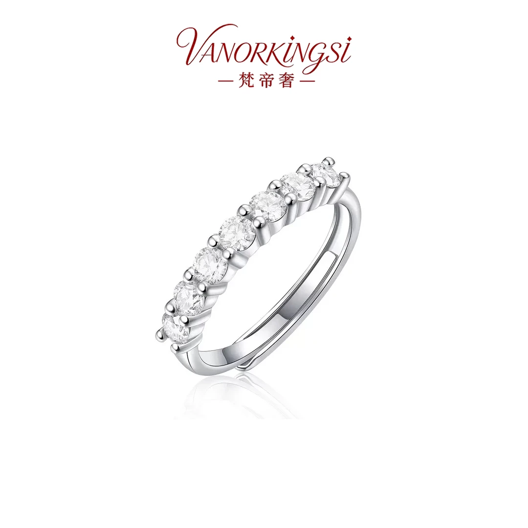 铜合金戒指 梵帝奢 经典时尚七钻排戒镶钻银色戒指 | FD104