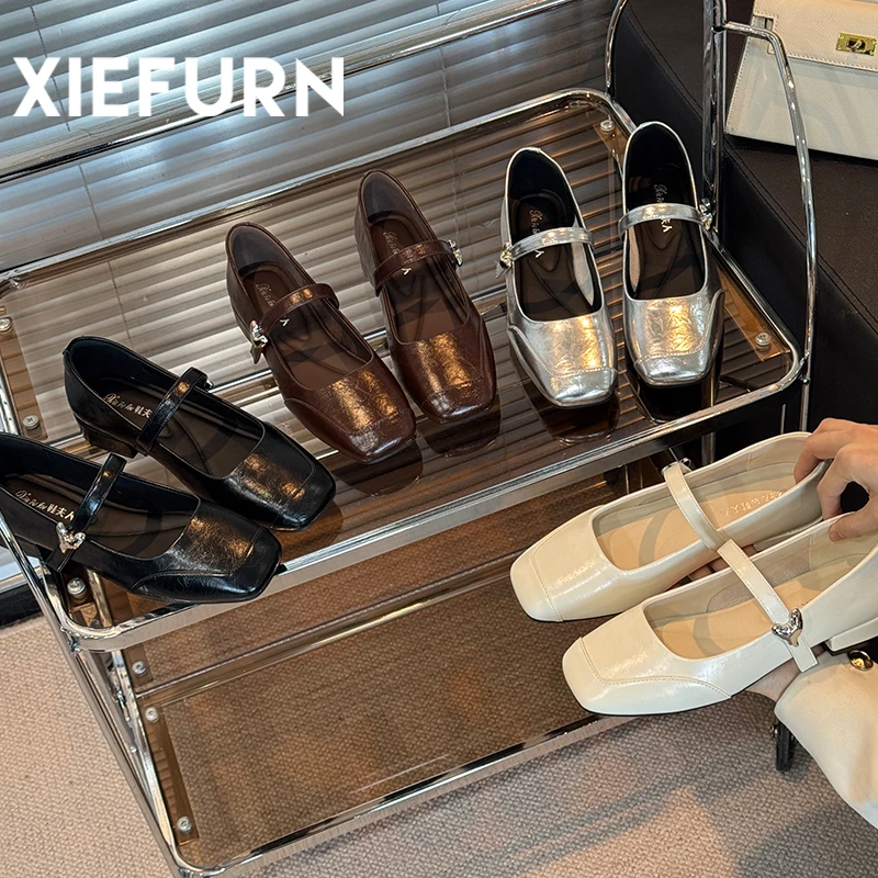 XIEFURN/鞋夫人法式低跟单鞋2025春季新款玛丽珍女鞋小香风仙女鞋