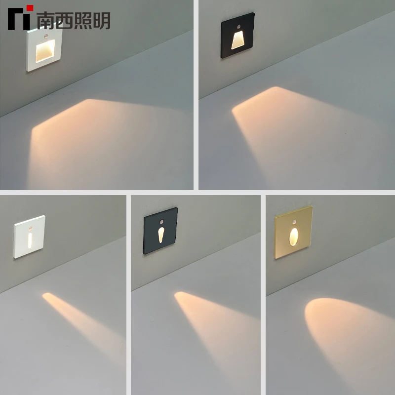 86型人体感应地脚灯酒店卧室走路过道楼梯踏步侧壁墙角踢脚小夜灯