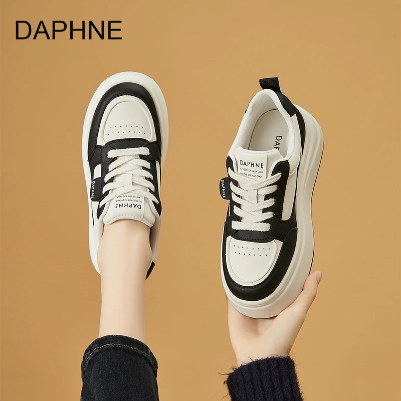 达芙妮2025春季新款女鞋通勤小白鞋轻便厚底防滑时尚百搭休闲女鞋