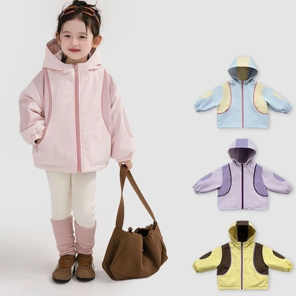 女童三防冲锋衣外套秋冬新款拼接韩版加厚保暖户外