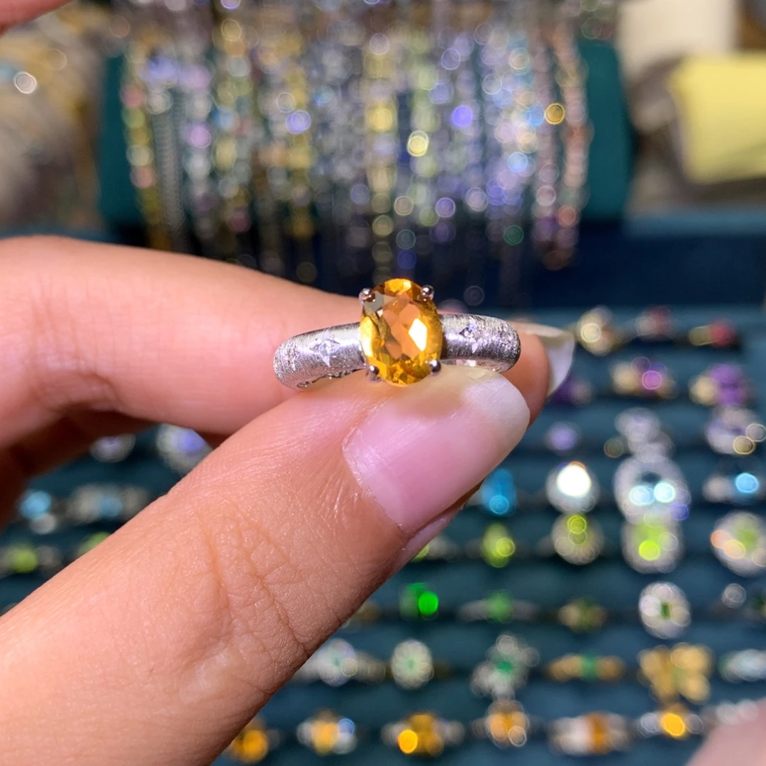 银S925镶嵌戒指黄晶