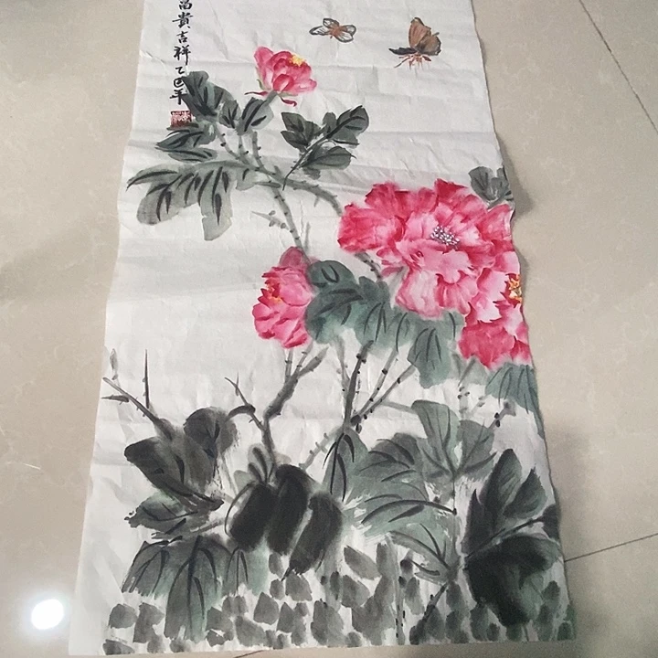 国画四尺四开手绘花鸟