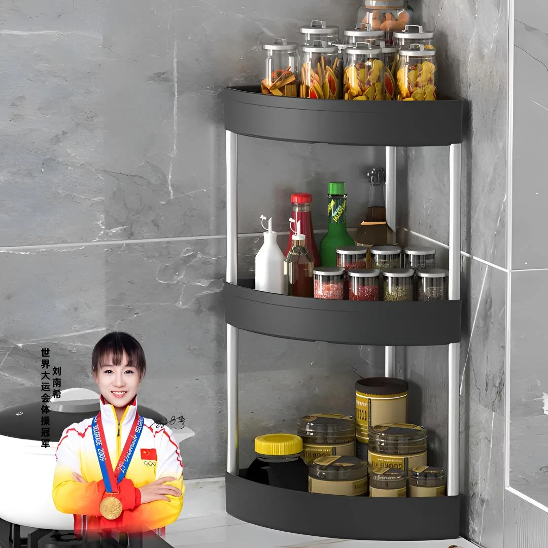 厨房墙角置物架台面转角三角架子调料品多层调味料收纳架免打孔