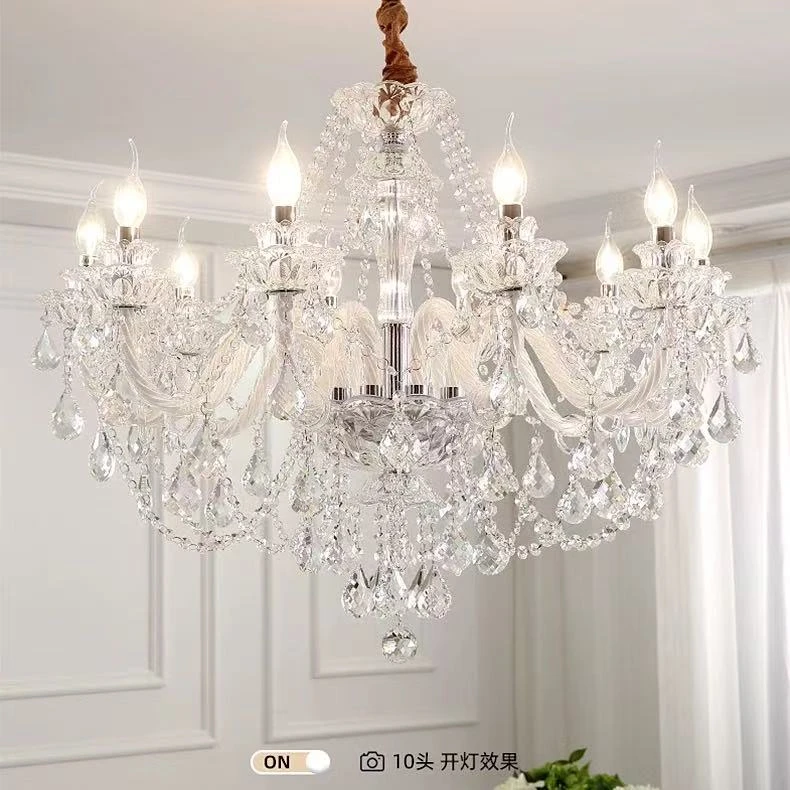 法式轻奢水晶吊灯别墅灯具新款复古宫廷风客厅创意餐厅灯高档大气