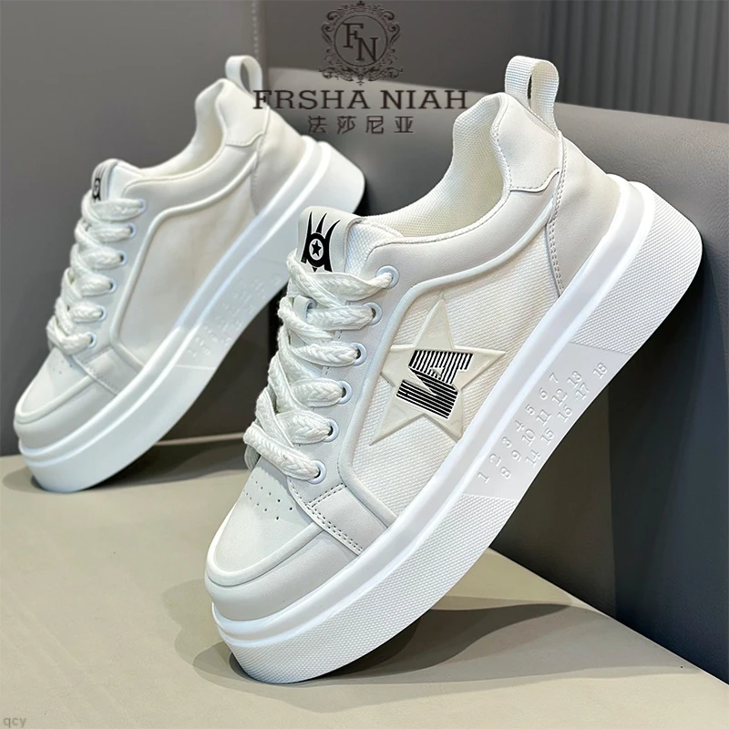 法莎尼亚高端轻奢男鞋2025新款春季小白鞋轻便百搭运动休闲鞋厚底