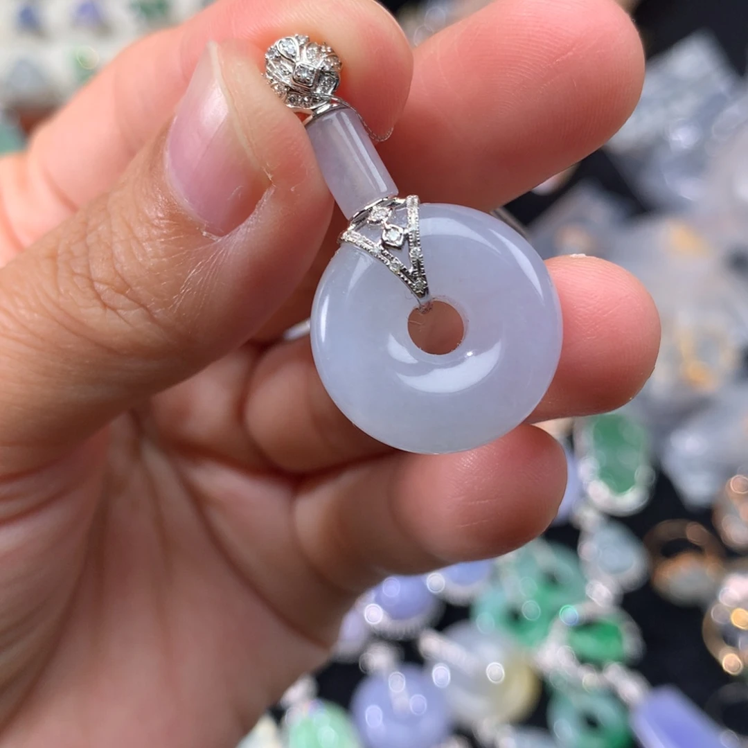 吊坠(不含链)18K金镶嵌翡翠