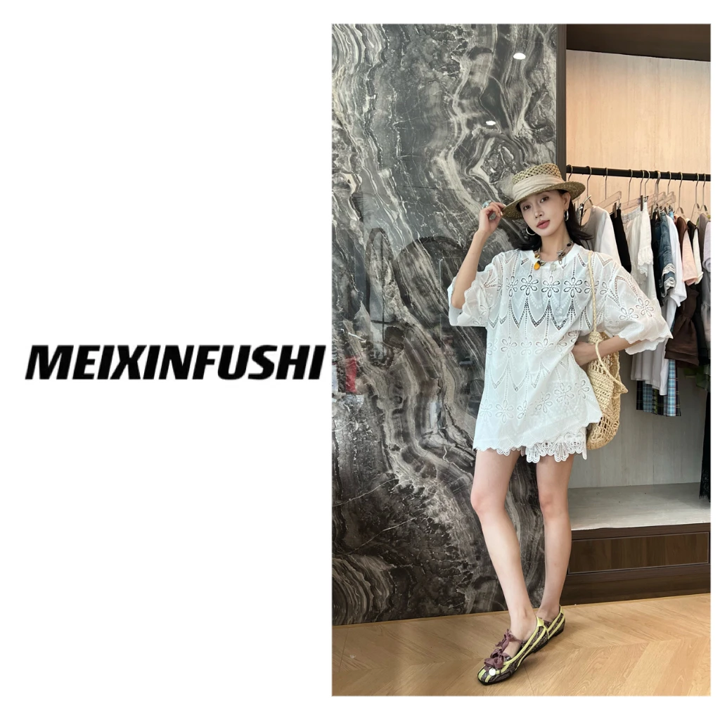 【Mei Xin】花朵镂空短袖/8537/D