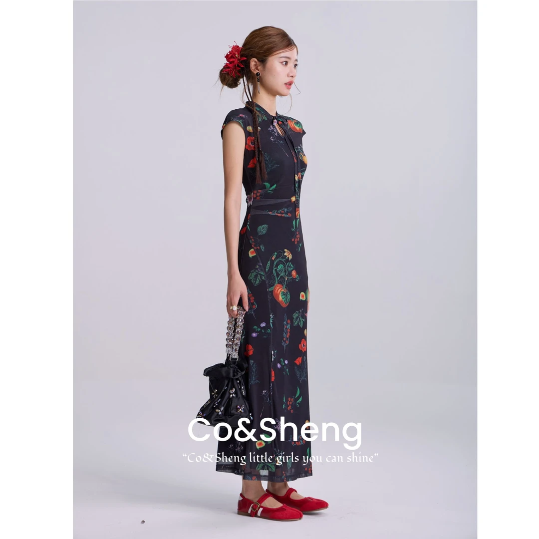 水果旗袍/cosheng重生小个子春夏新款花色连衣裙女时尚性感气质