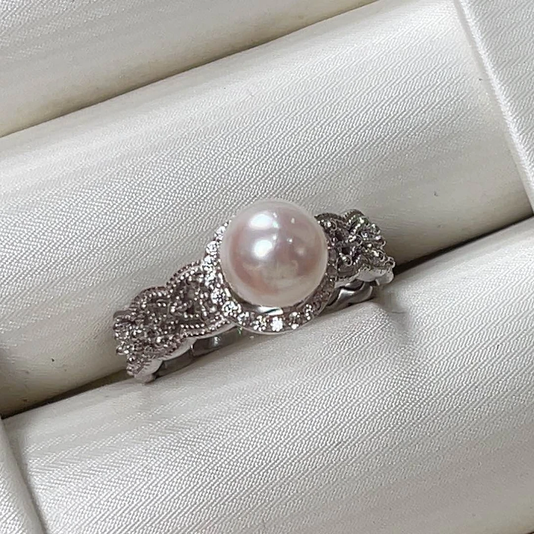 海水珍珠戒指银S925镶嵌