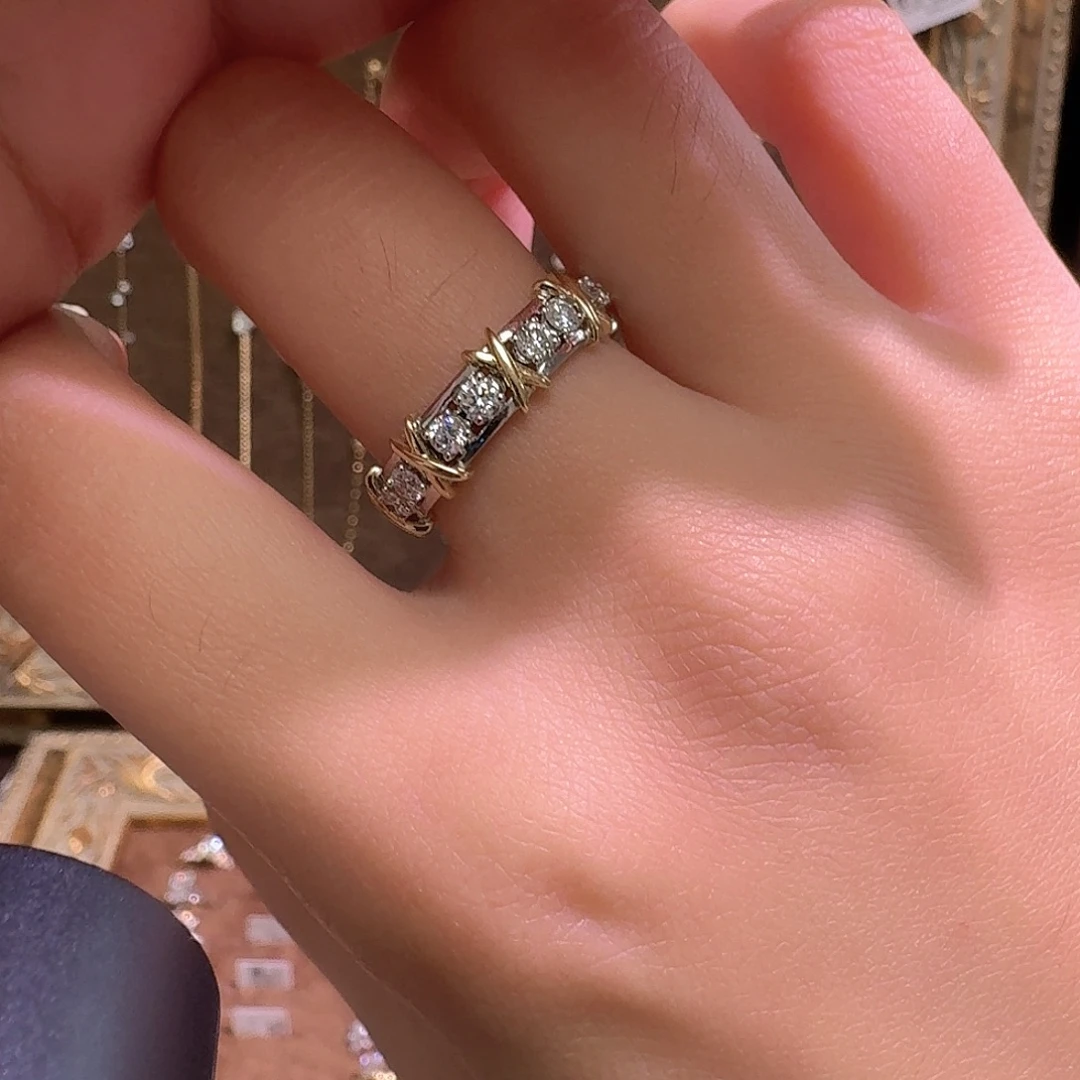 实验室培育钻石18K金镶嵌16石戒指k黄