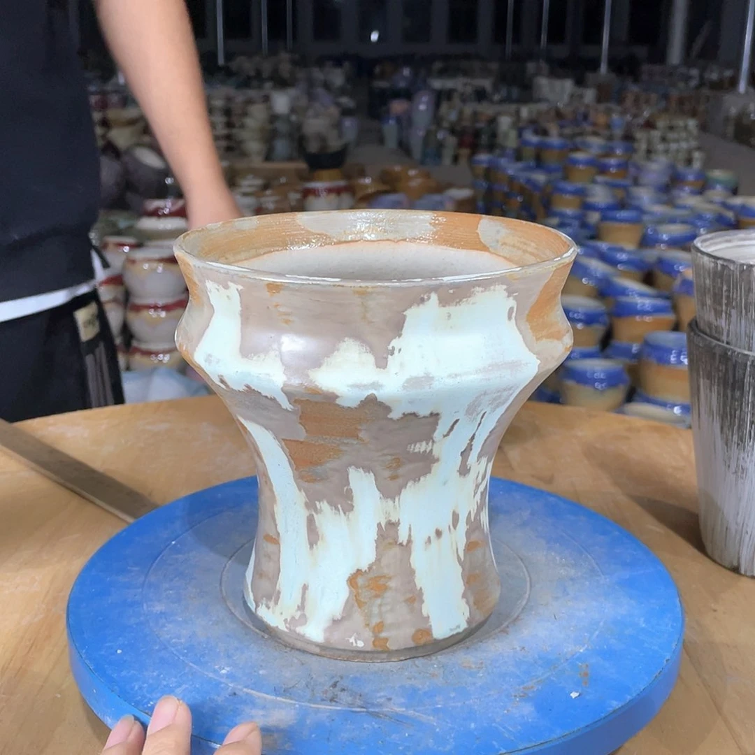 景德镇陶瓷花盆微瑕口15高15