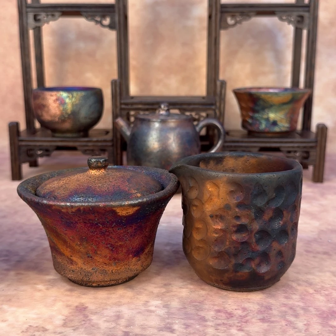 荥经黑砂炸福利窑彩微瑕盖碗不退不换介意勿拍34