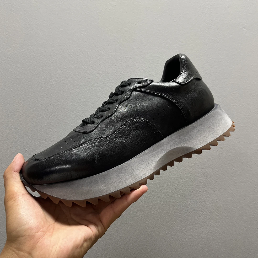 鼎瑞华2025新款爹鞋男真皮男士休闲运动鞋复古老高端阿甘鞋子轻便