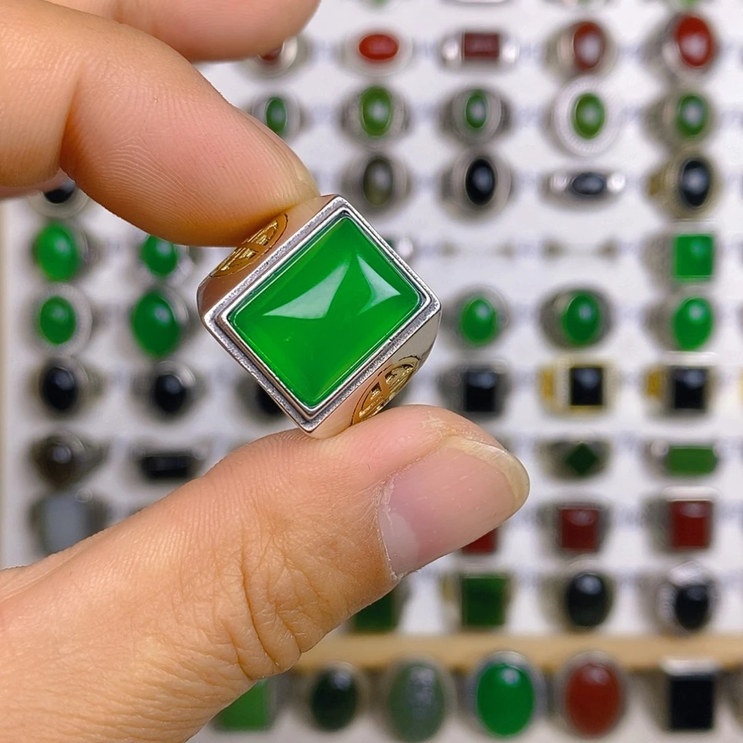 玛瑙/玉髓戒指银S925镶嵌