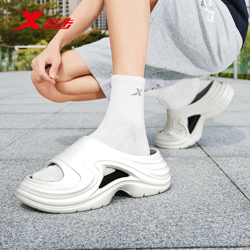 特步2025新款夏季男士拖鞋厚底增高可外穿休闲凉拖鞋防滑舒适运动