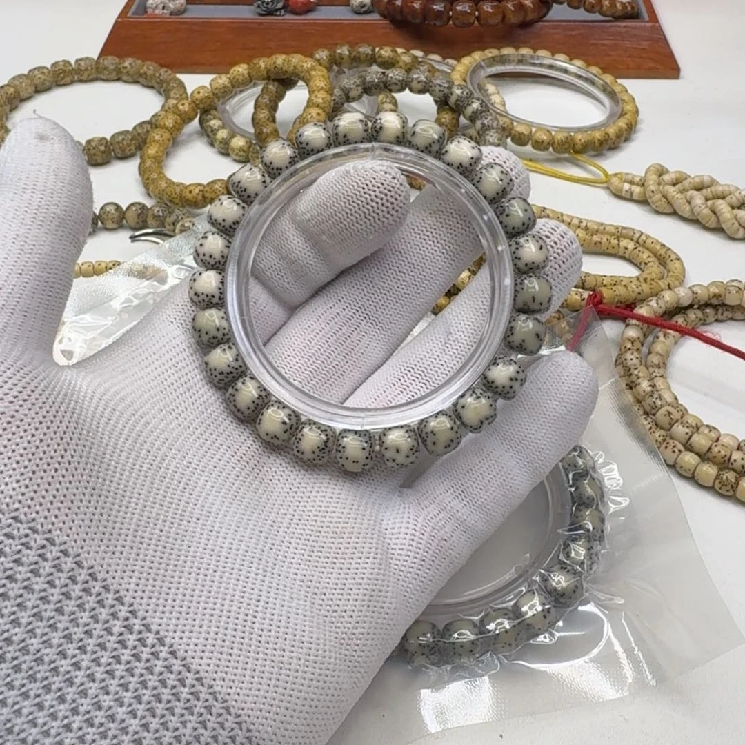 星月菩提手串24创世糯冰双留白针尖星9左右桶单圈