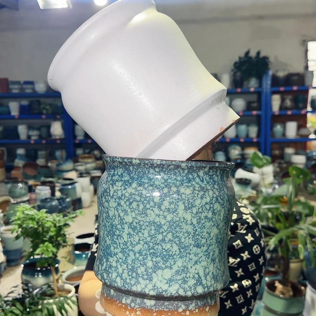 紫砂花盆高21口19