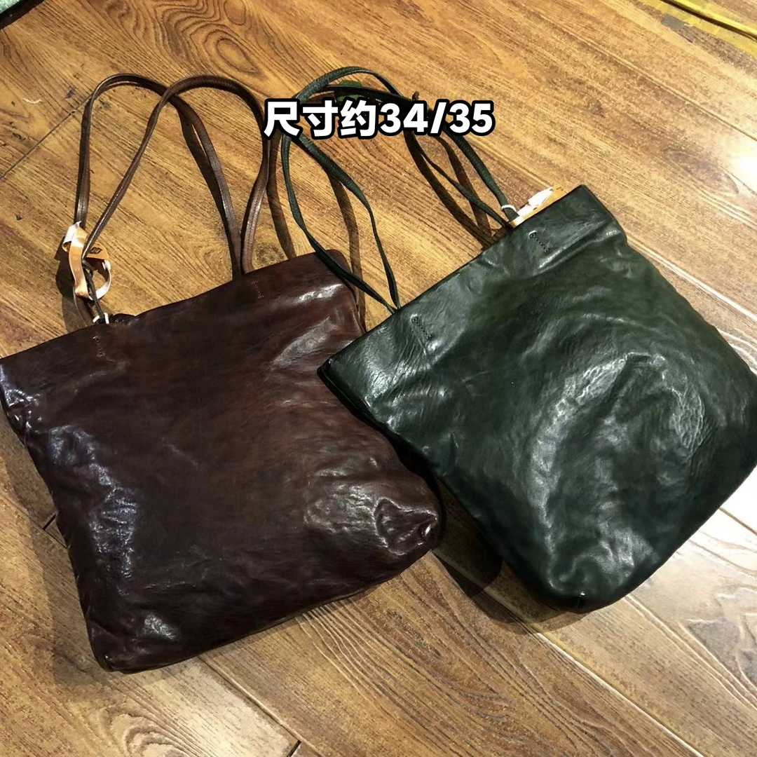 磁扣纯手工单肩包双根日韩托特包休闲简约桶包