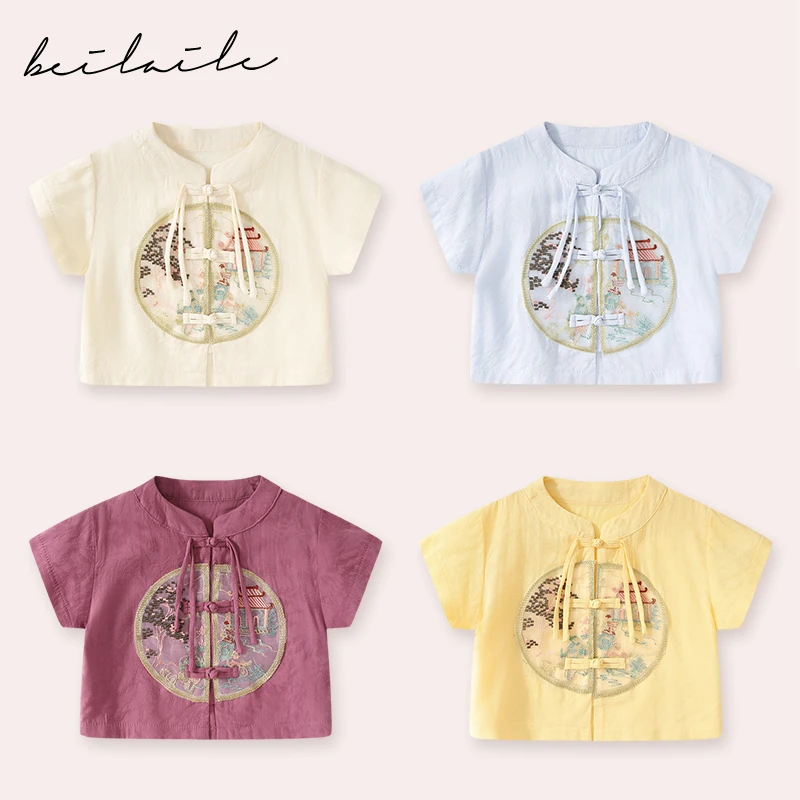 【庭院国风短袖T恤 小乐妈咪】婴儿装男女童短袖T恤夏装宝宝开衫