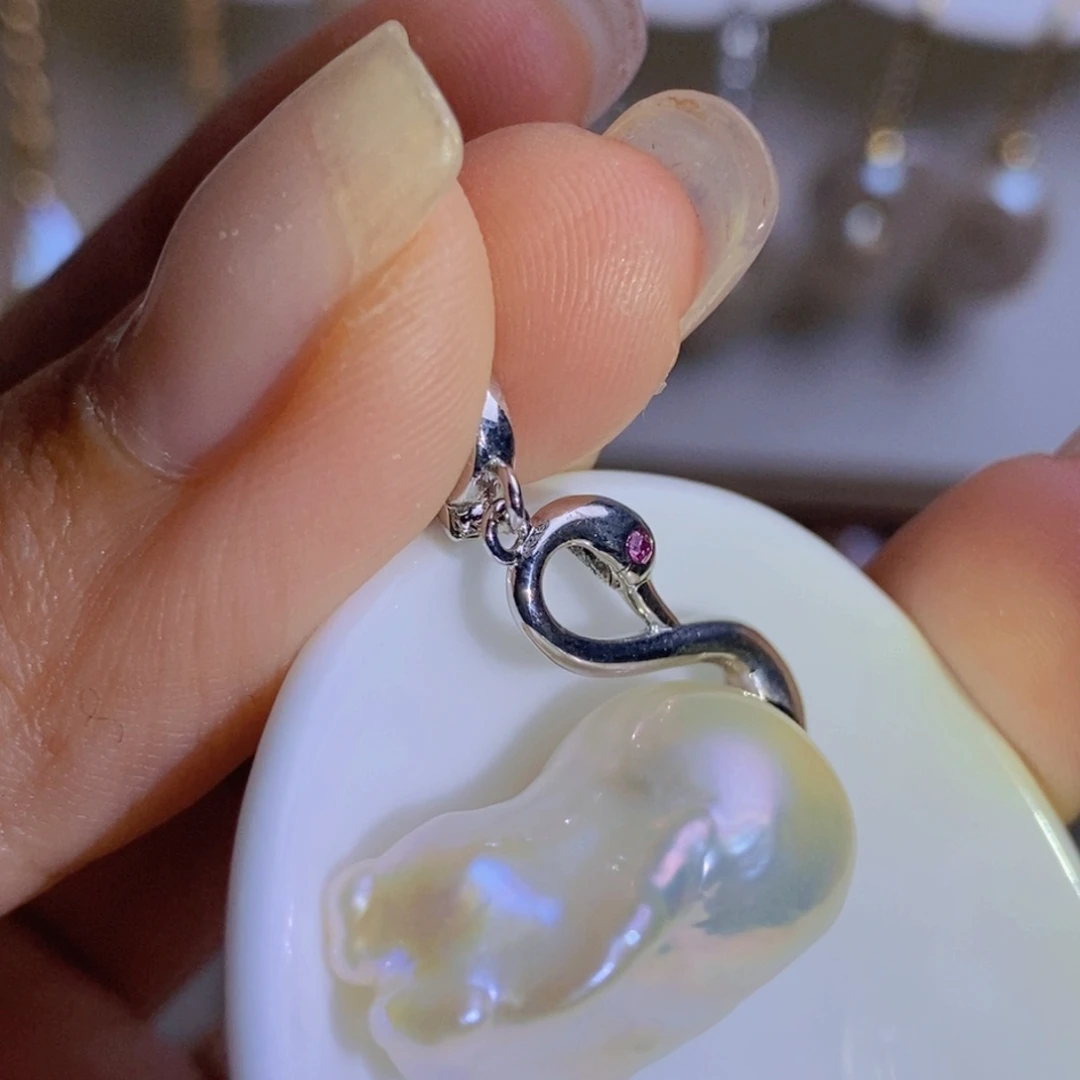 银S925镶嵌天然淡水珍珠淡水珍珠