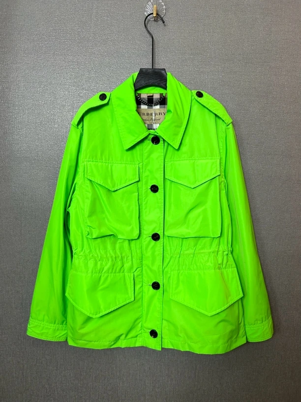 95新 BURBERRY/博柏利 绿色风衣夹克外套