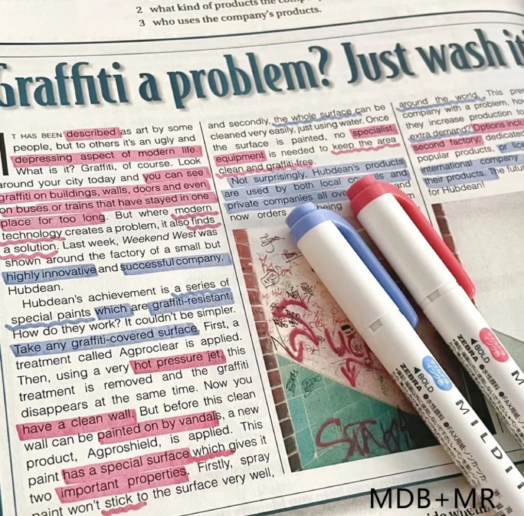 日本进口ZEBRA/斑马WKT7双头荧光笔标记做手帐做笔记划重点荧光笔