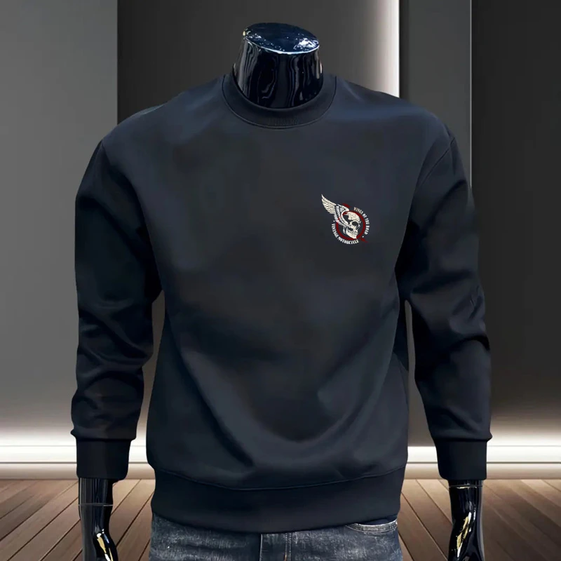 秋季男装卫衣圆领2025新款潮流时尚字母印花百搭长袖内搭休闲上衣