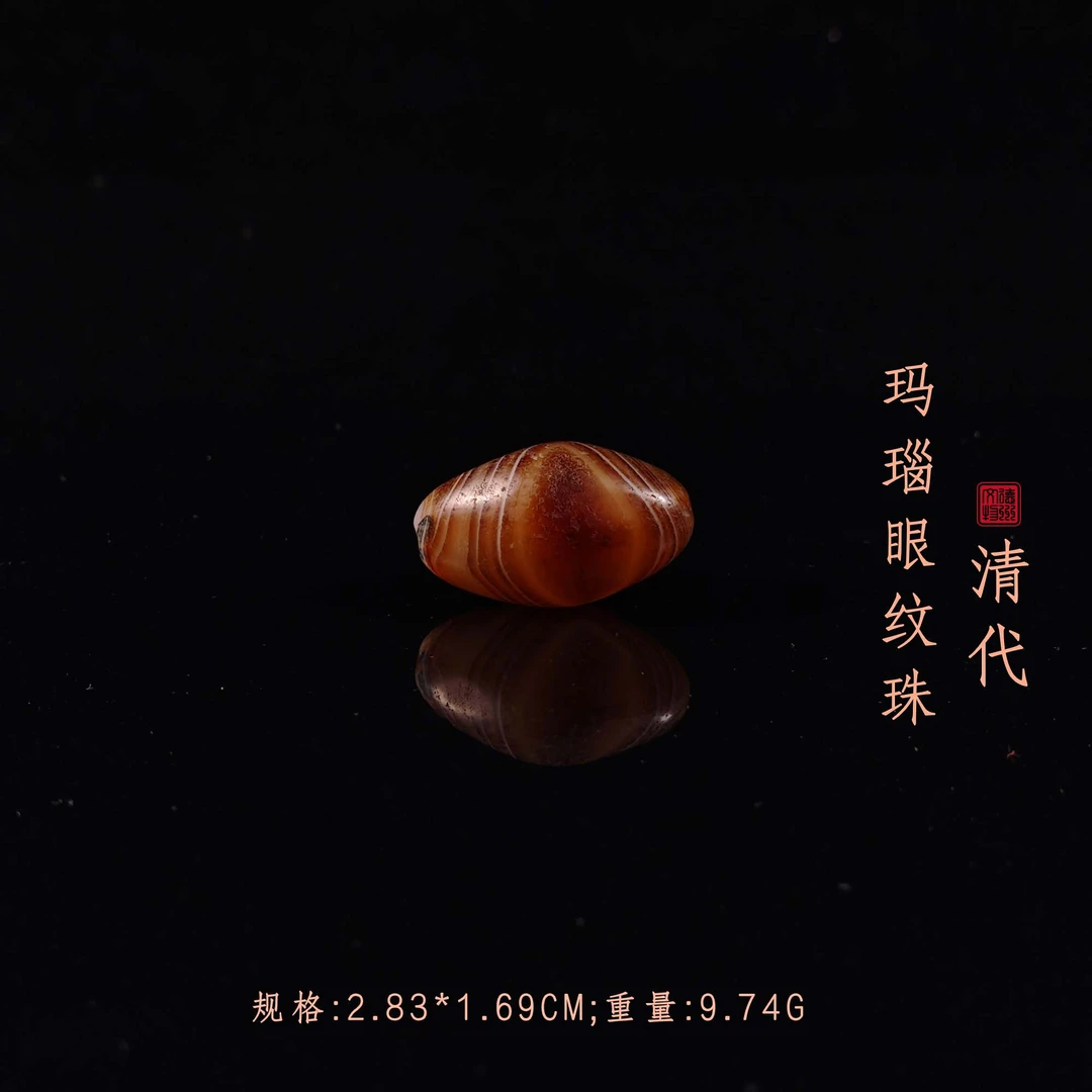 清代玛瑙眼纹珠/DZ176248/古玩/收藏/德州文物