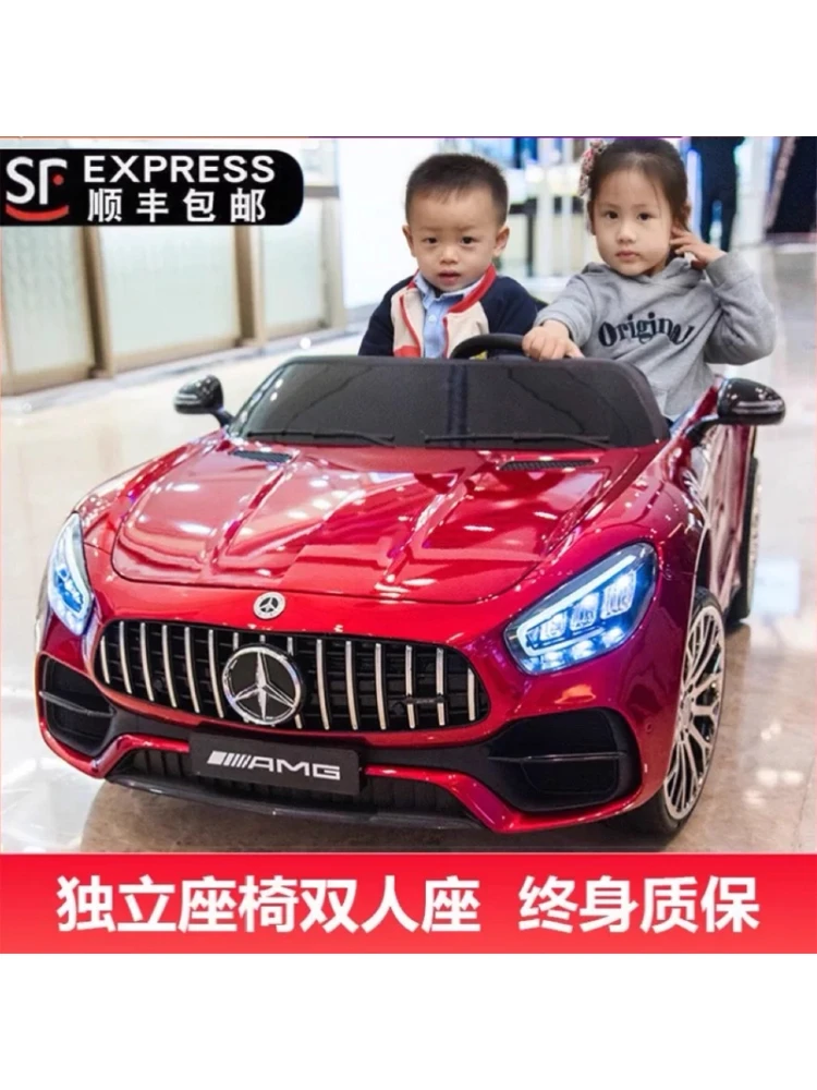 儿童电车汽车宝宝可坐人玩具车双座摇摆遥控电动玩具车